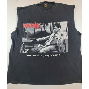 Scarface Tony Montana Graphic Muscle Tee Black Gold Series Men XL Shirt Pullover